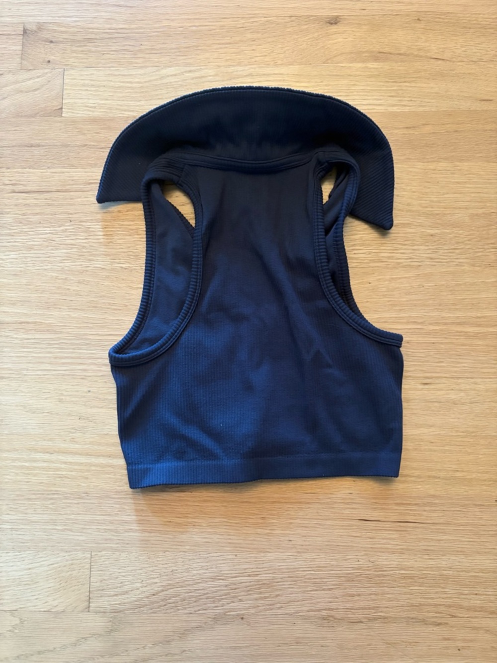 Garage Navy Ribbed Collared Crop Top - Picture 2 of 2